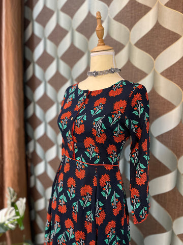Navy Floral Dress
