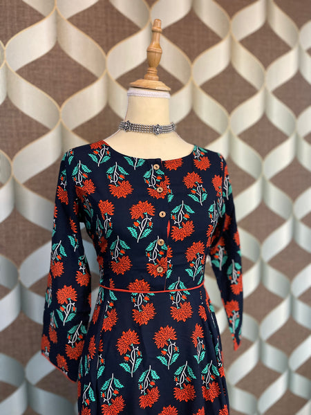 Navy Floral Dress
