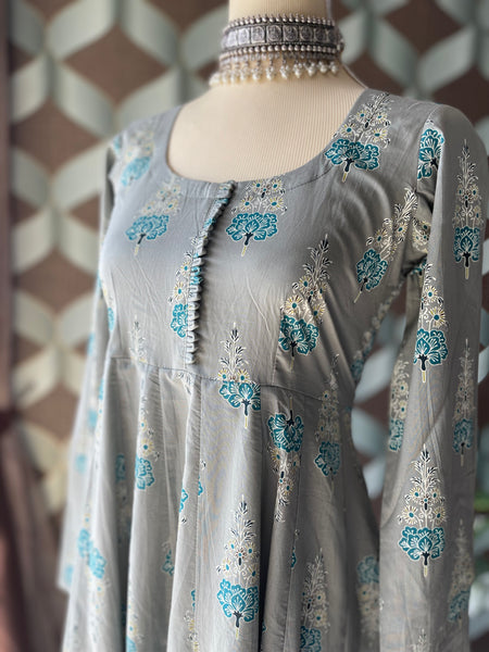 Pastel Gray Anarkali Dress