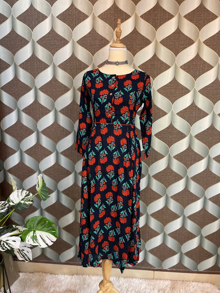Navy Floral Dress