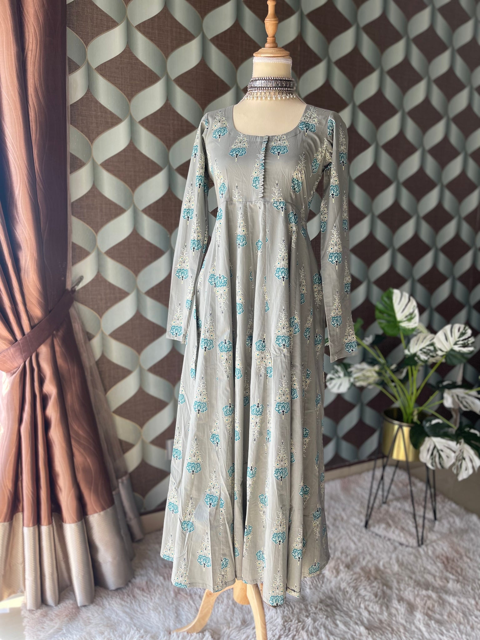 Pastel Gray Anarkali Dress