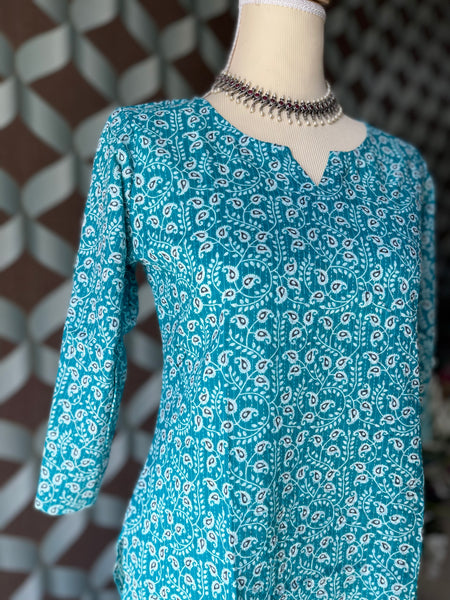 Summer Blue Paisley Top