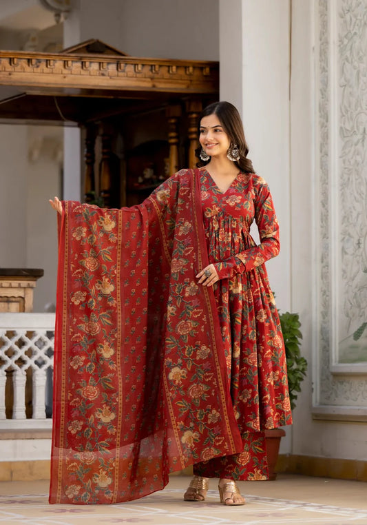 Jaipur Red Floral Suit Set