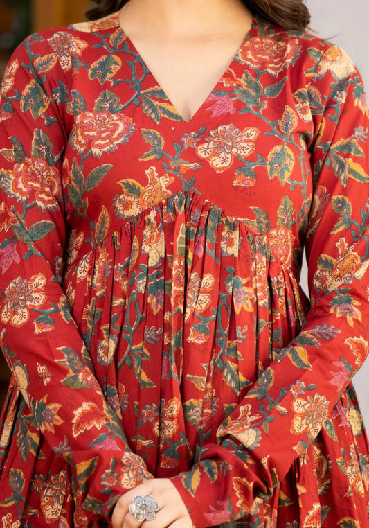 Jaipur Red Floral Suit Set