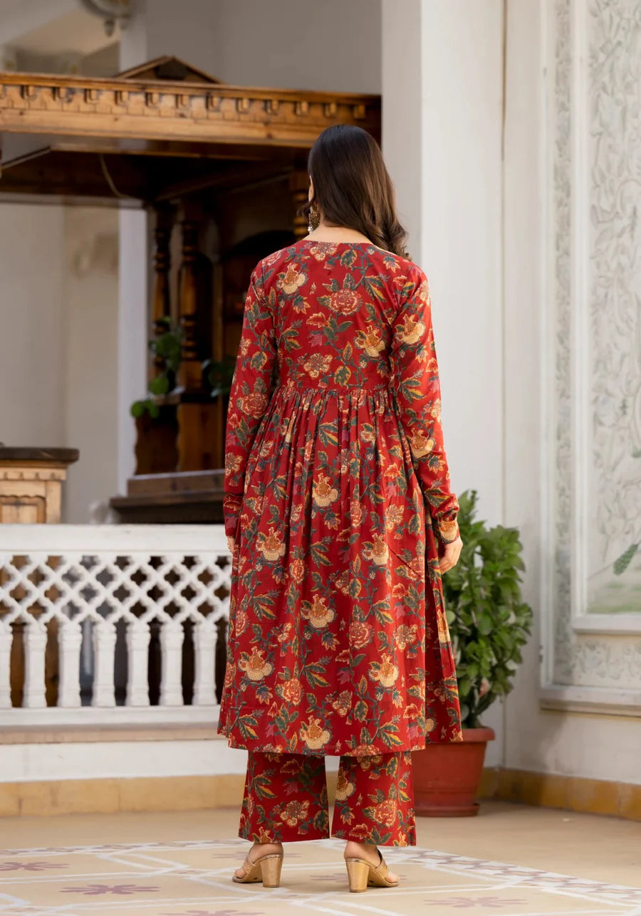Jaipur Red Floral Suit Set