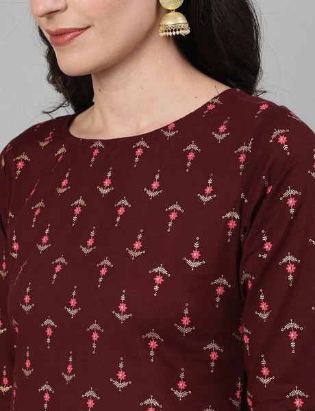 Burgandy Cotton Set With Palazzos