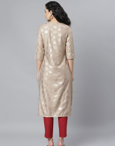 Gold Printed Rayon Kurta