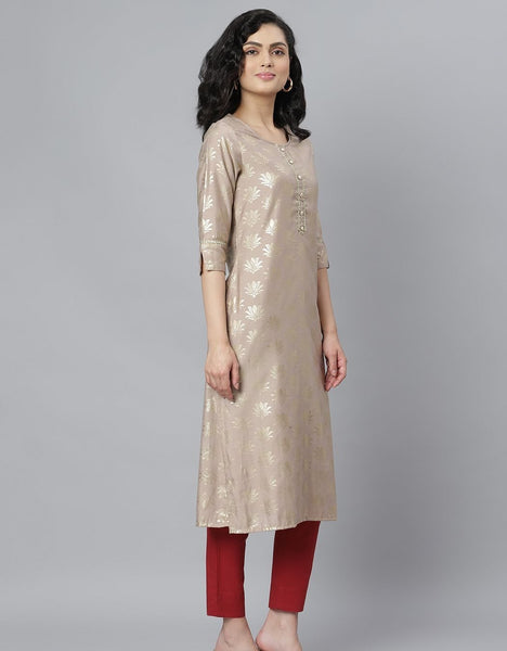 Gold Printed Rayon Kurta