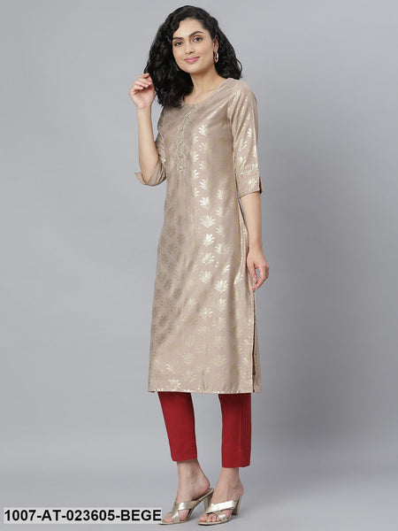 Gold Printed Rayon Kurta