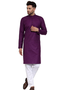 Purple Cotton Kurta Payjama Set