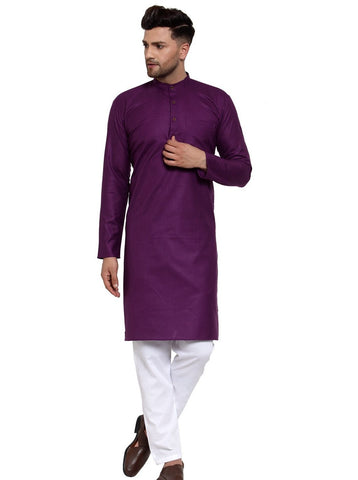 Purple Cotton Kurta Payjama Set
