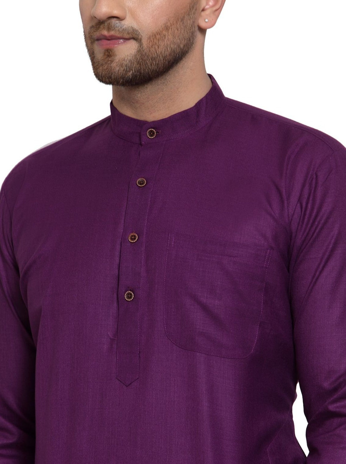 Purple Cotton Kurta Payjama Set