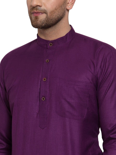 Purple Cotton Kurta Payjama Set