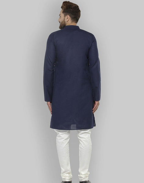 Navy Solid Cotton Kurta