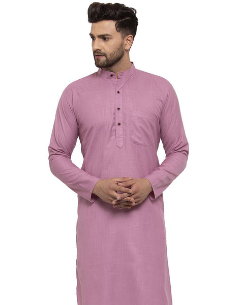 Magenta Solid Cotton Kurta