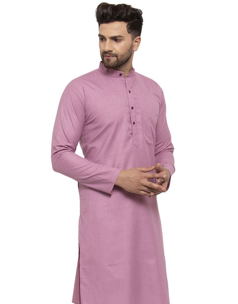 Magenta Solid Cotton Kurta