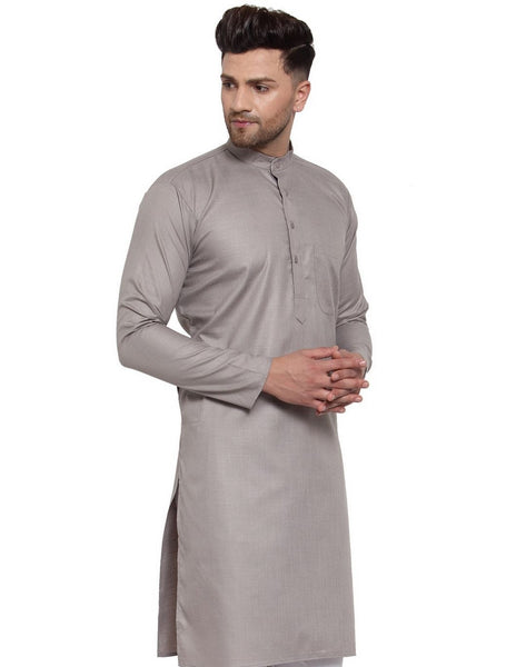 GREY Solid Cotton Kurta