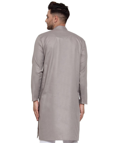 GREY Solid Cotton Kurta