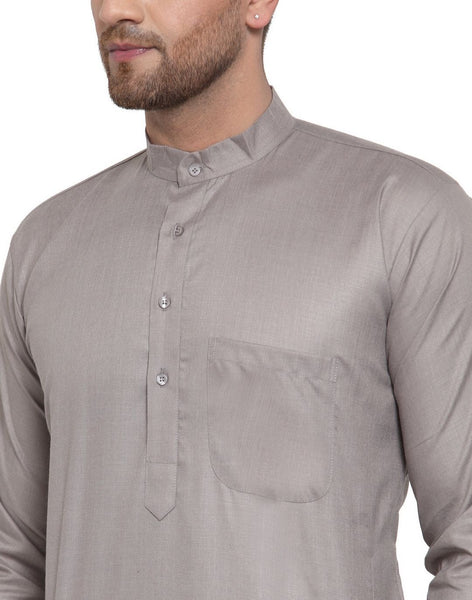 GREY Solid Cotton Kurta