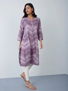 Purple Printed Cotton Kurta