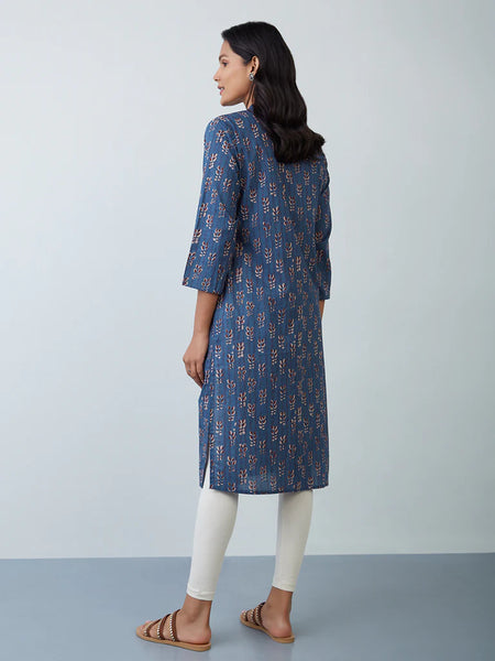 Indigo Abstract Cotton Kurta