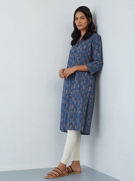 Indigo Abstract Cotton Kurta