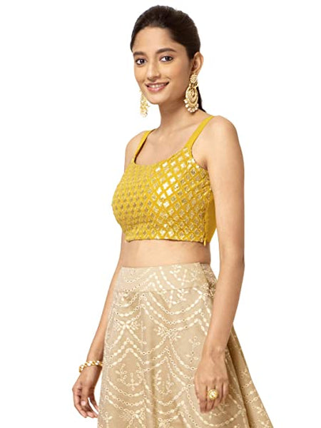 Mustard Sequin Crop Top