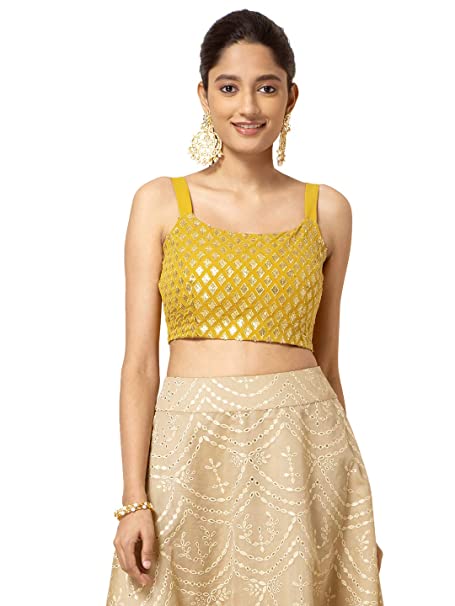 Mustard Sequin Crop Top