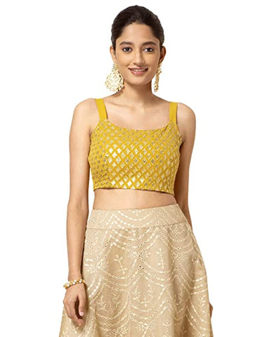 Mustard Sequin Crop Top