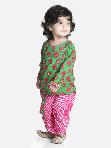 Green Hathi Print Infant Cotton Dhoti