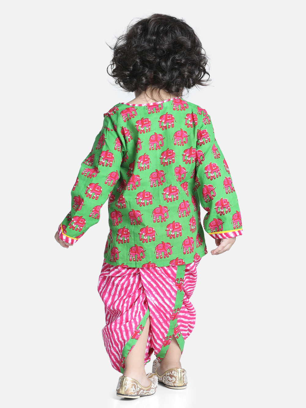 Green Hathi Print Infant Cotton Dhoti