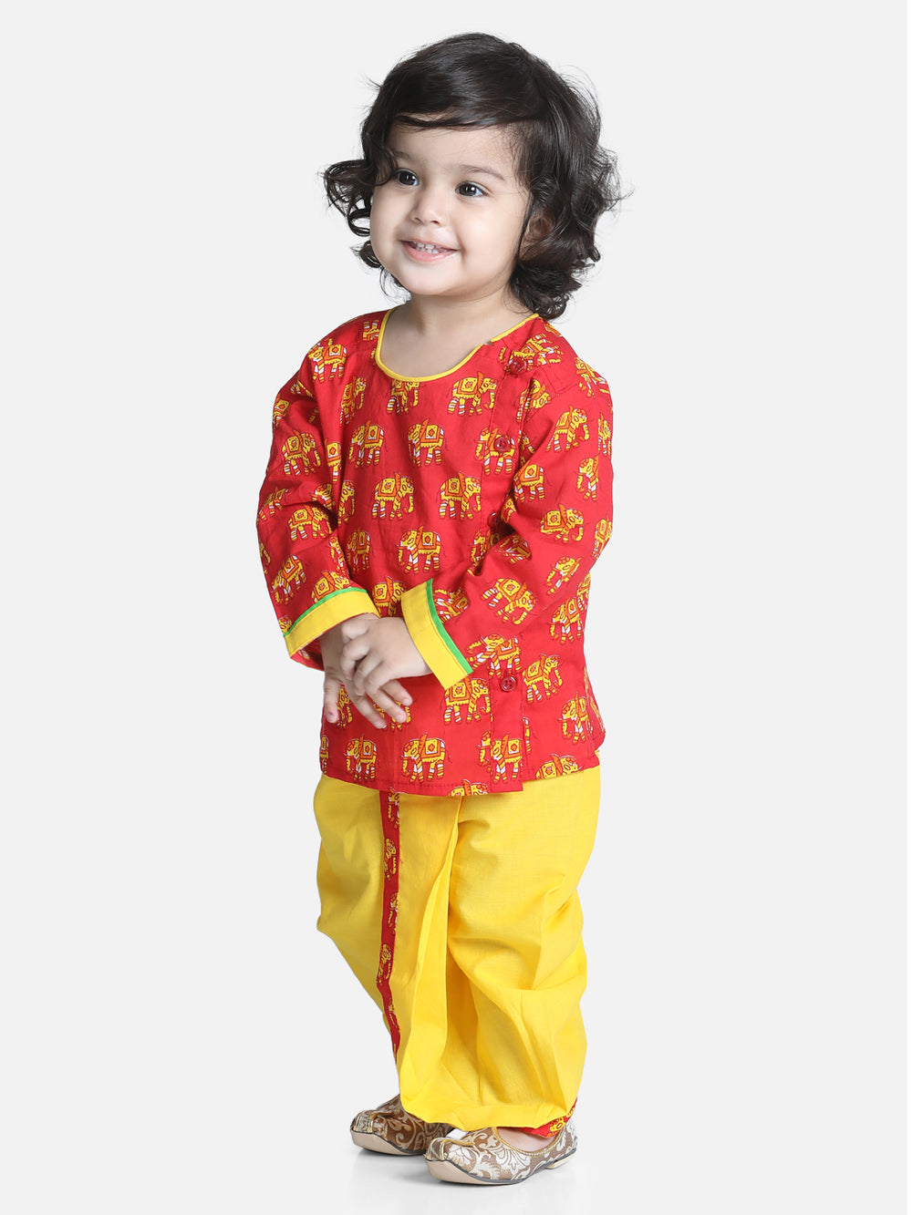 Red Hathi Print Infant Cotton Dhoti