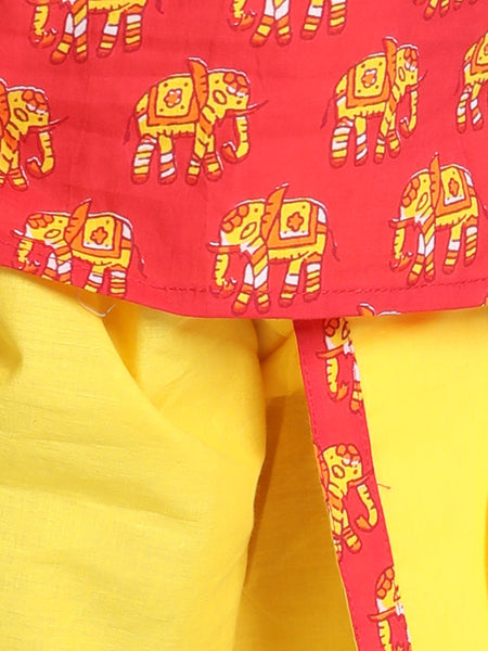 Red Hathi Print Infant Cotton Dhoti