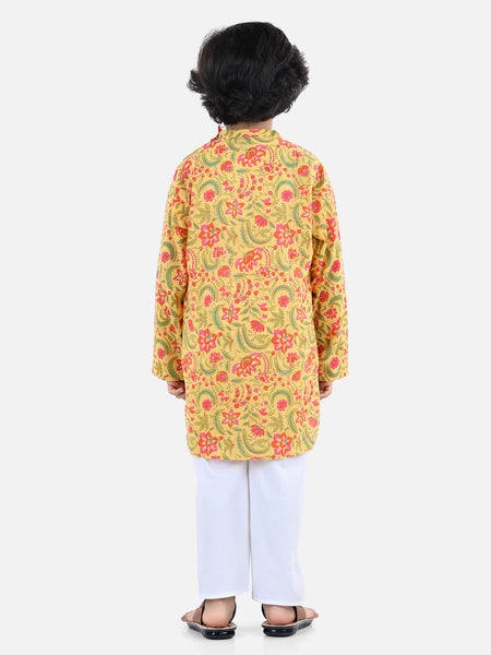 Yellow Printed Kurta Set