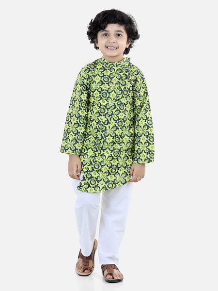 Lime Yellow Printed Kurta Set