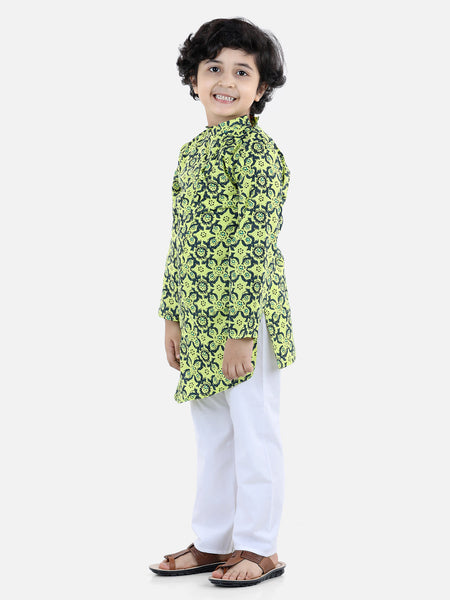 Lime Yellow Printed Kurta Set