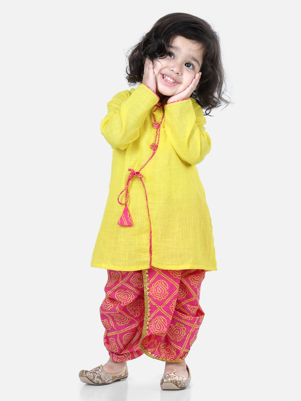 Yellow Cotton Kurta Dhoti Set