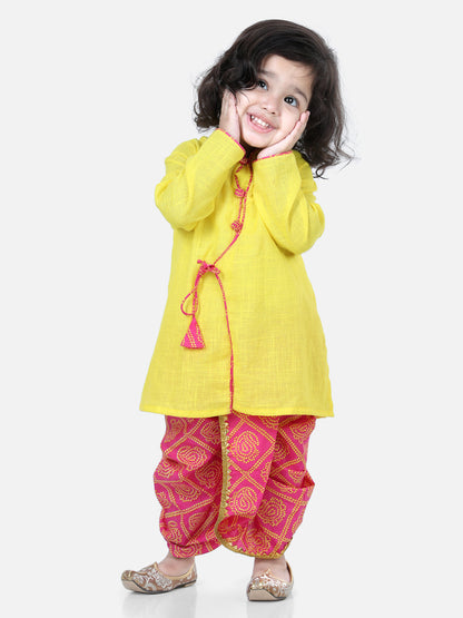 Yellow Cotton Kurta Dhoti Set