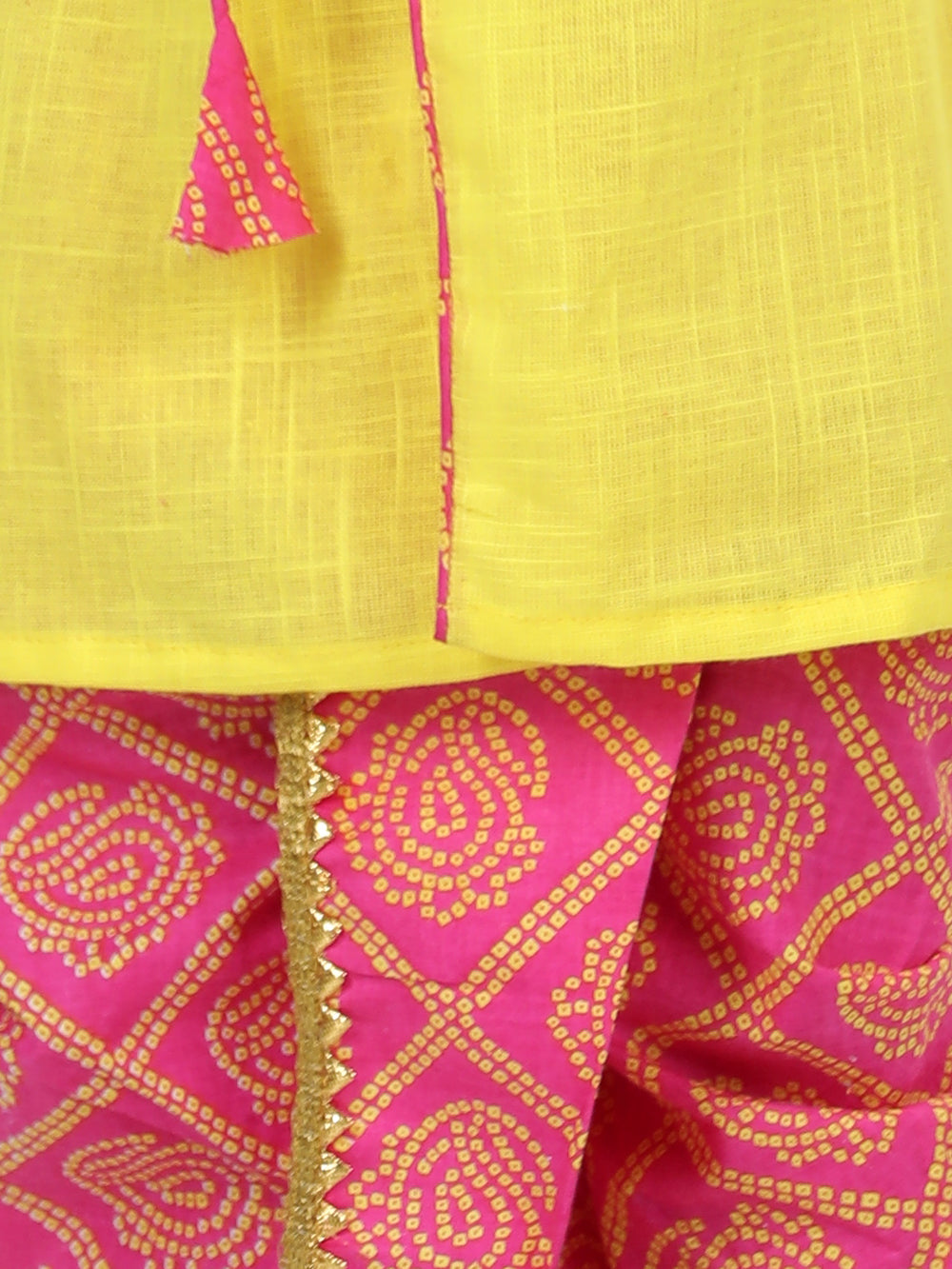 Yellow Cotton Kurta Dhoti Set