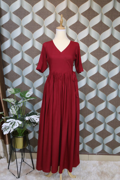 Red Flared Ethnic Dress