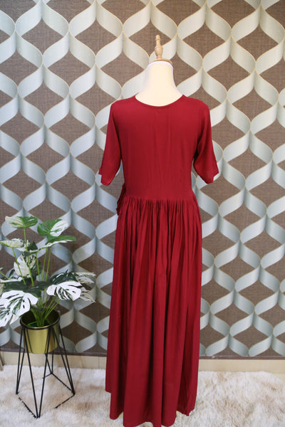 Red Flared Ethnic Dress