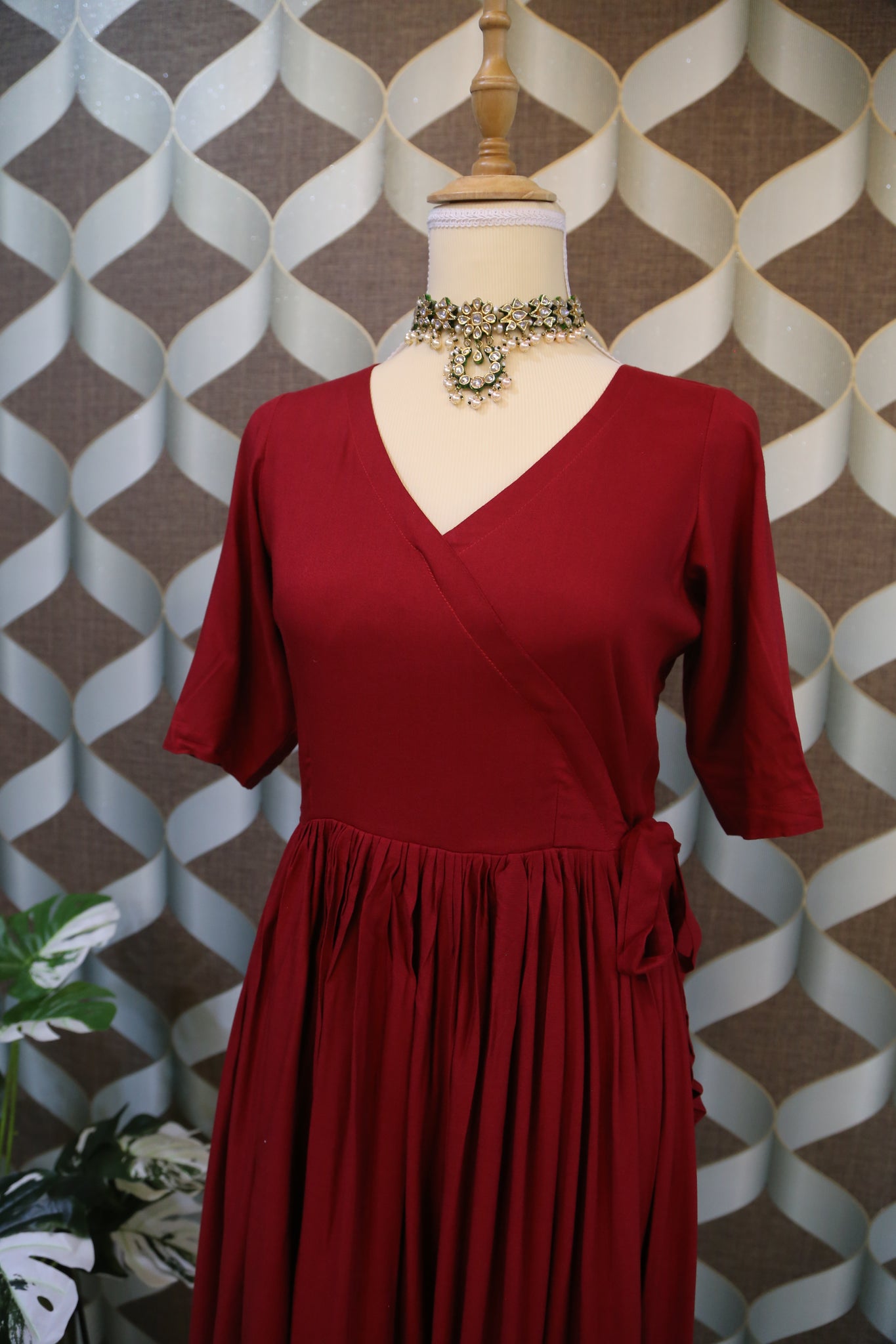 Red Flared Ethnic Dress