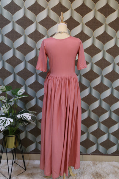 Baby Pink Flared Ethnic Dress