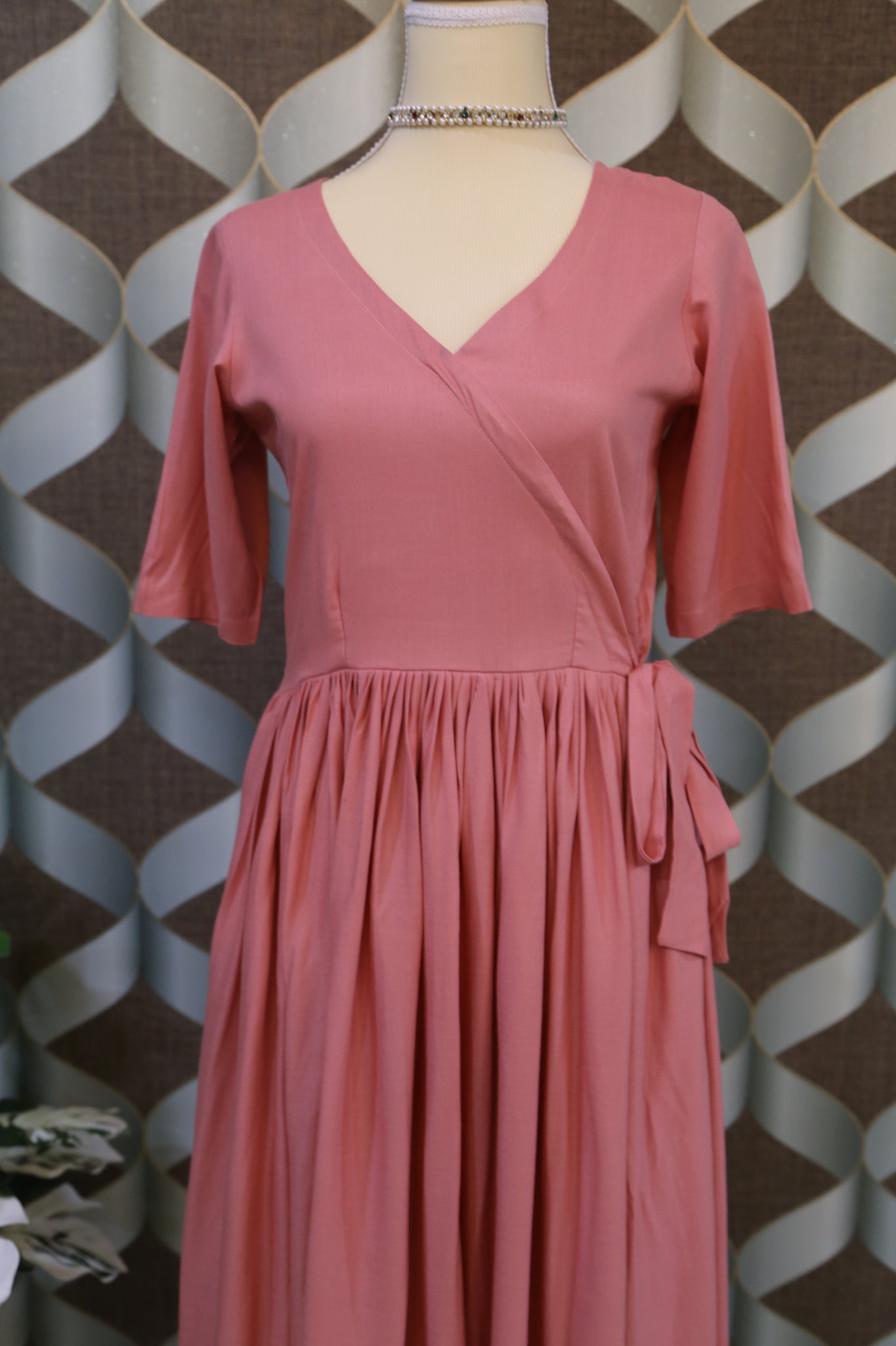 Baby Pink Flared Ethnic Dress