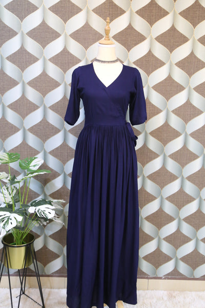 Navy Blue Flared Ethnic Dress