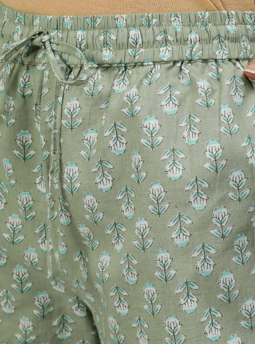 Mint Green Ethnic Print Cotton Loungewear Set