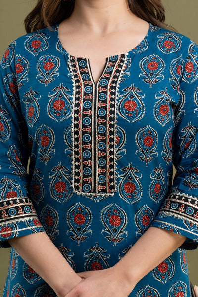 Blue Jaipur Cotton Suit Set