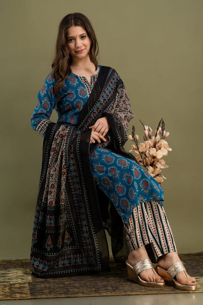 Blue Jaipur Cotton Suit Set