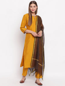 Mustard Poly Silk Suit Set