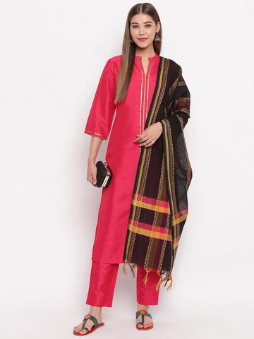 Fushia Pink Poly Silk Suit Set